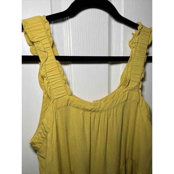 Shinestar Tiered Sundress Size Large Sleeveless Yellow Flowy Wide Straps - Picture 2 of 9
